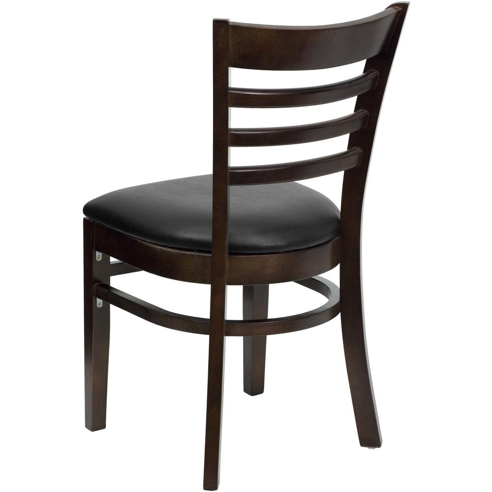 Hercules Series Ladder Back Walnut Wood Restaurant Chair - Black Vinyl Seat By Flash Furniture | Dining Chairs | Modishstore - 3