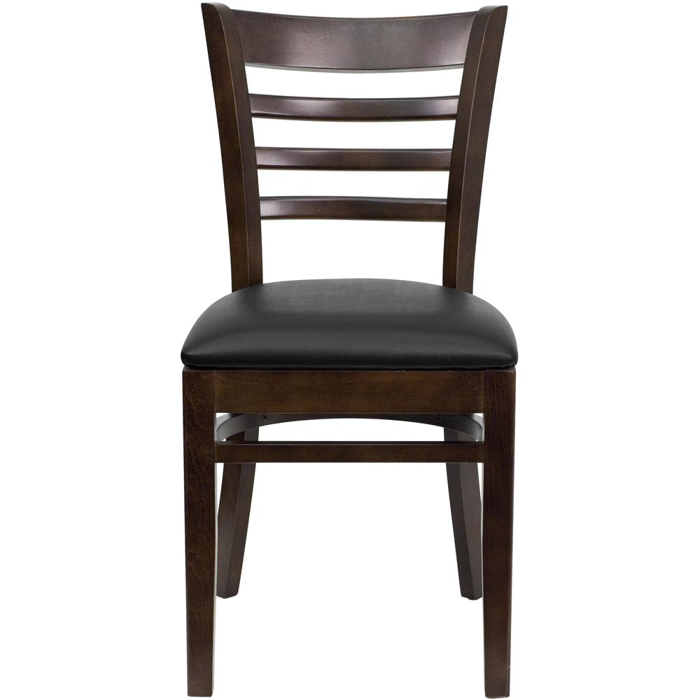 Hercules Series Ladder Back Walnut Wood Restaurant Chair - Black Vinyl Seat By Flash Furniture | Dining Chairs | Modishstore - 4