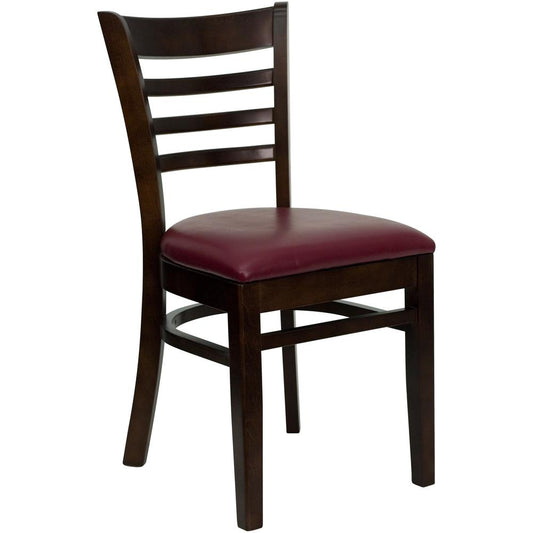 Hercules Series Ladder Back Walnut Wood Restaurant Chair - Burgundy Vinyl Seat By Flash Furniture | Dining Chairs | Modishstore