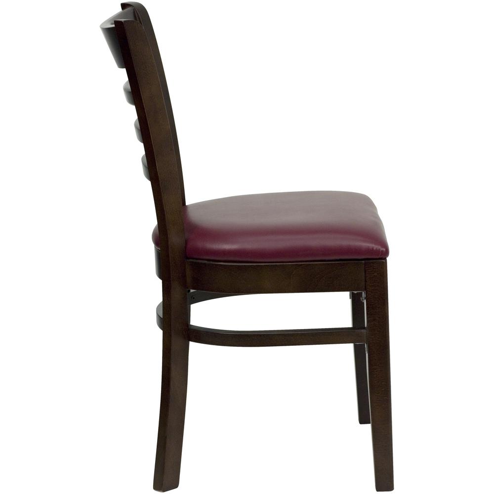 Hercules Series Ladder Back Walnut Wood Restaurant Chair - Burgundy Vinyl Seat By Flash Furniture | Dining Chairs | Modishstore - 2
