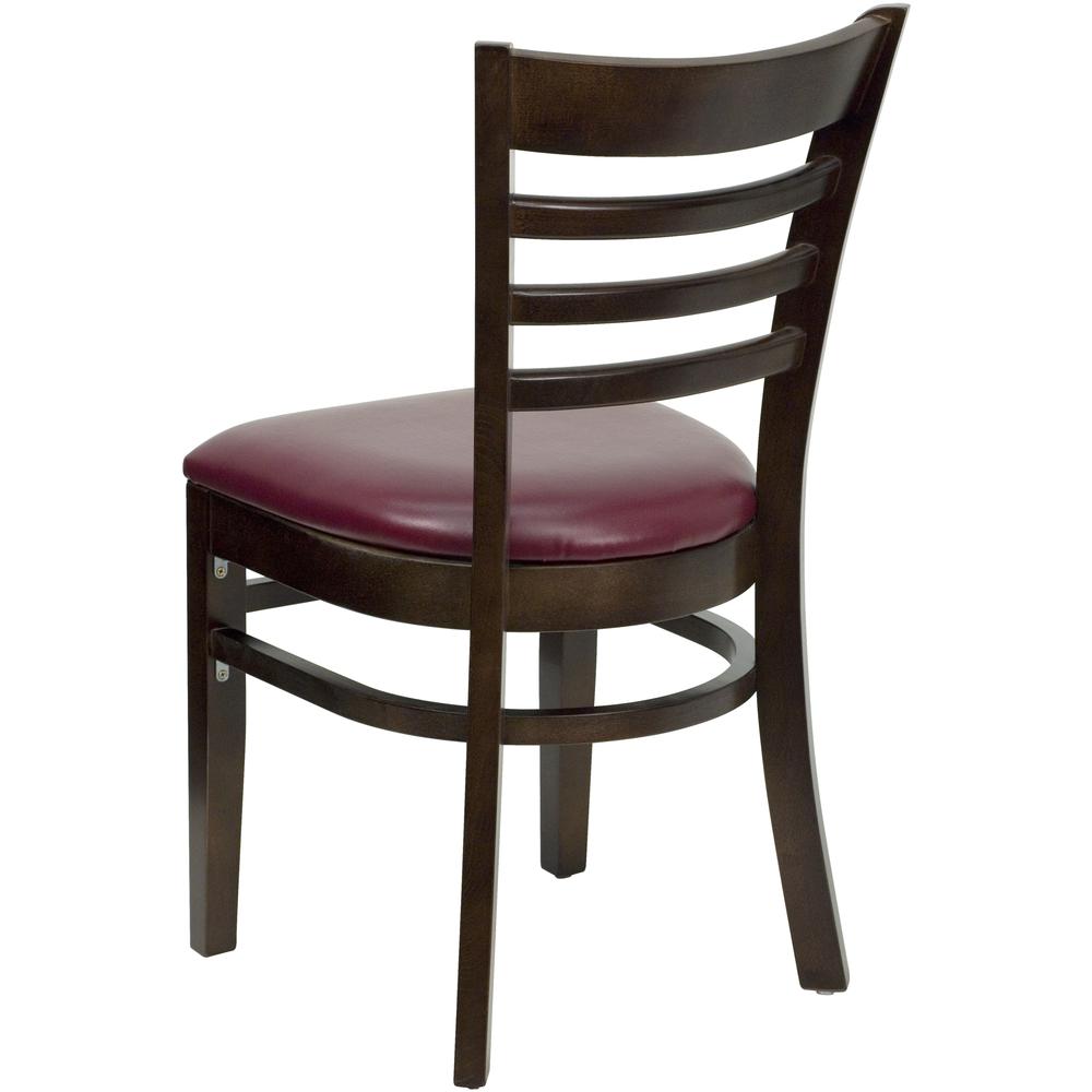 Hercules Series Ladder Back Walnut Wood Restaurant Chair - Burgundy Vinyl Seat By Flash Furniture | Dining Chairs | Modishstore - 3