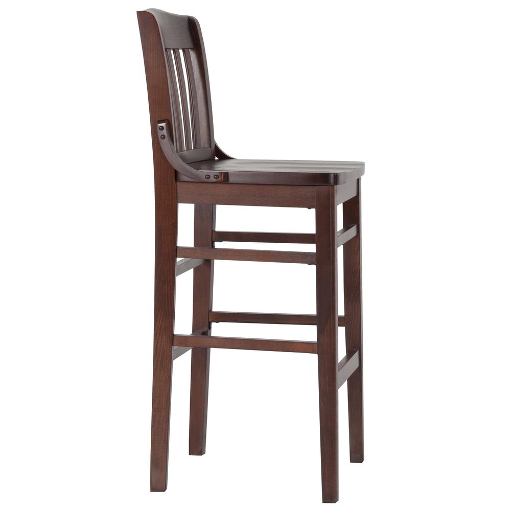 Hercules Series School House Back Walnut Wood Restaurant Barstool By Flash Furniture | Bar Stools | Modishstore - 2