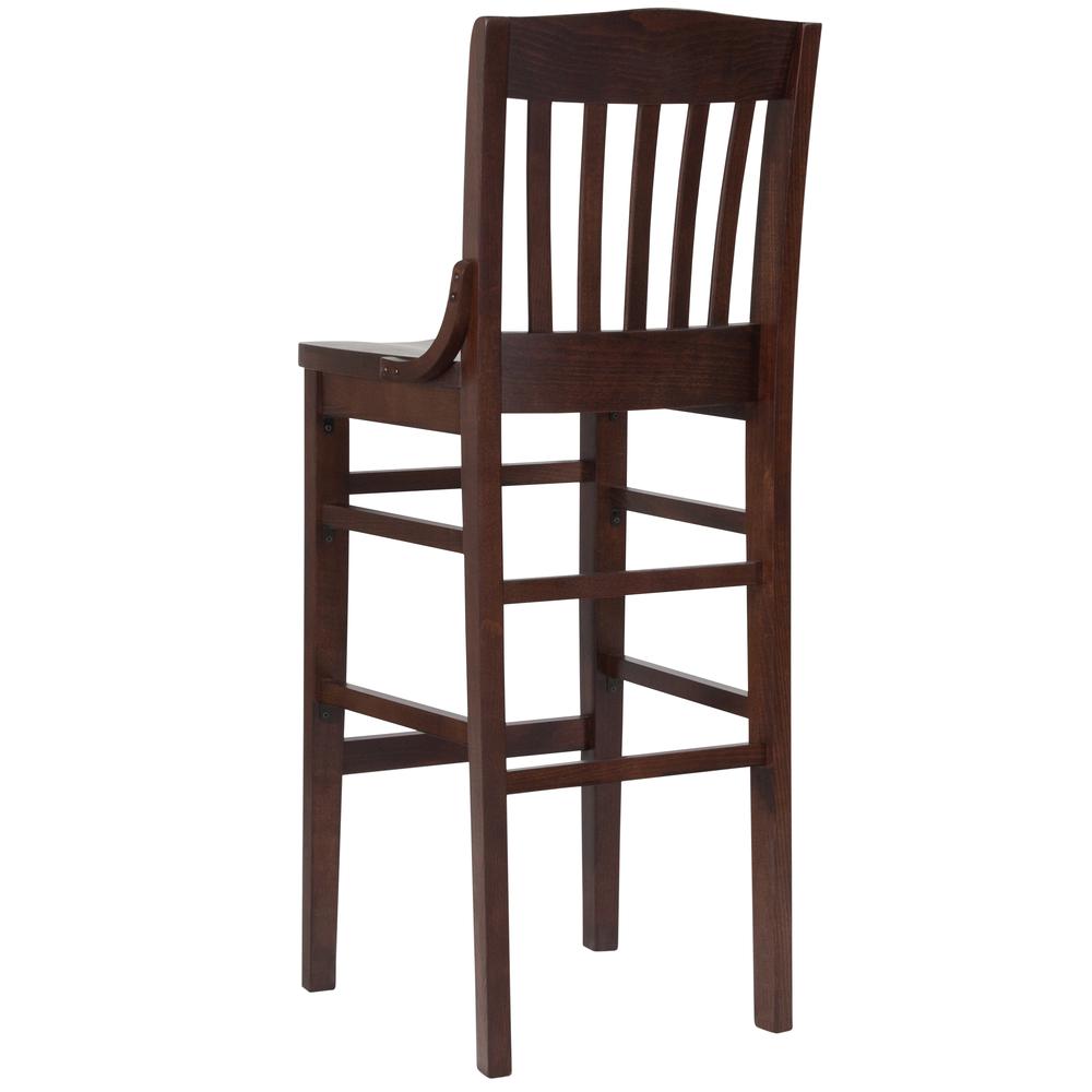 Hercules Series School House Back Walnut Wood Restaurant Barstool By Flash Furniture | Bar Stools | Modishstore - 3