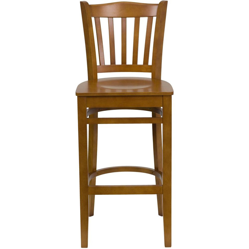 Hercules Series Vertical Slat Back Cherry Wood Restaurant Barstool By Flash Furniture | Bar Stools | Modishstore - 4