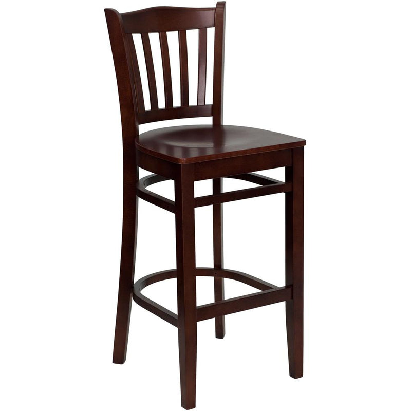 Hercules Series Vertical Slat Back Mahogany Wood Restaurant Barstool By Flash Furniture | Bar Stools | Modishstore - 1