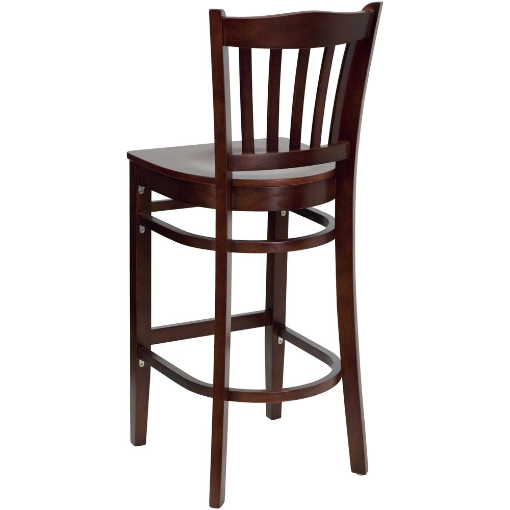 Hercules Series Vertical Slat Back Mahogany Wood Restaurant Barstool By Flash Furniture | Bar Stools | Modishstore - 3