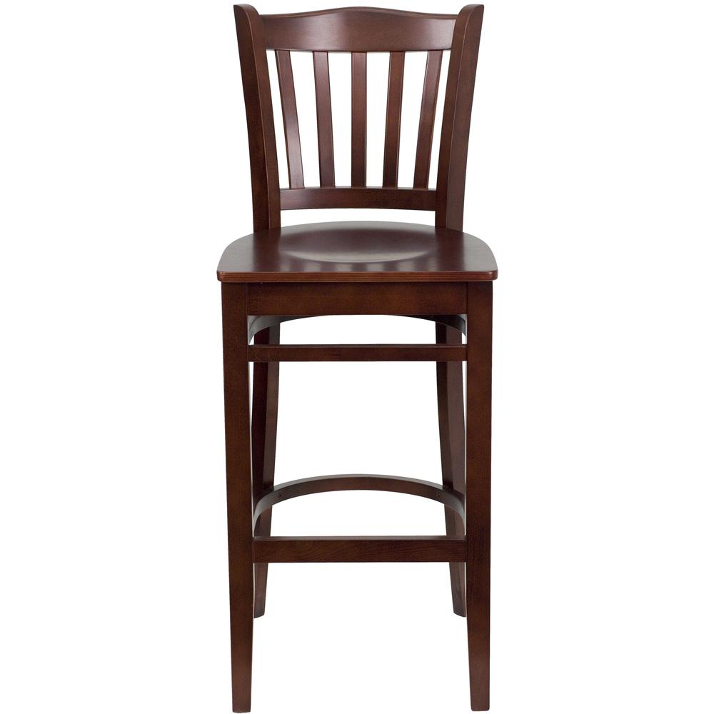 Hercules Series Vertical Slat Back Mahogany Wood Restaurant Barstool By Flash Furniture | Bar Stools | Modishstore - 4