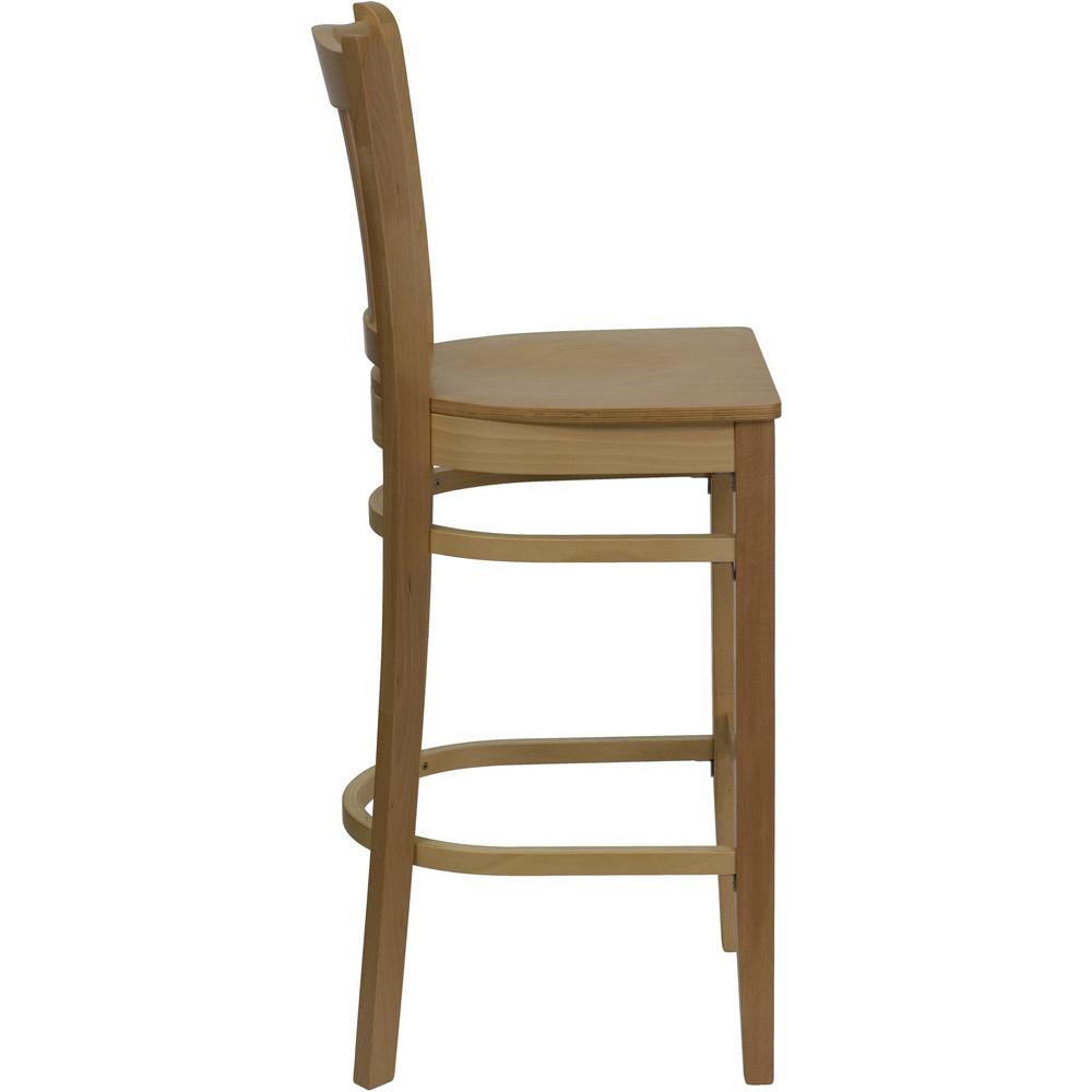 Hercules Series Vertical Slat Back Natural Wood Restaurant Barstool By Flash Furniture | Bar Stools | Modishstore - 2