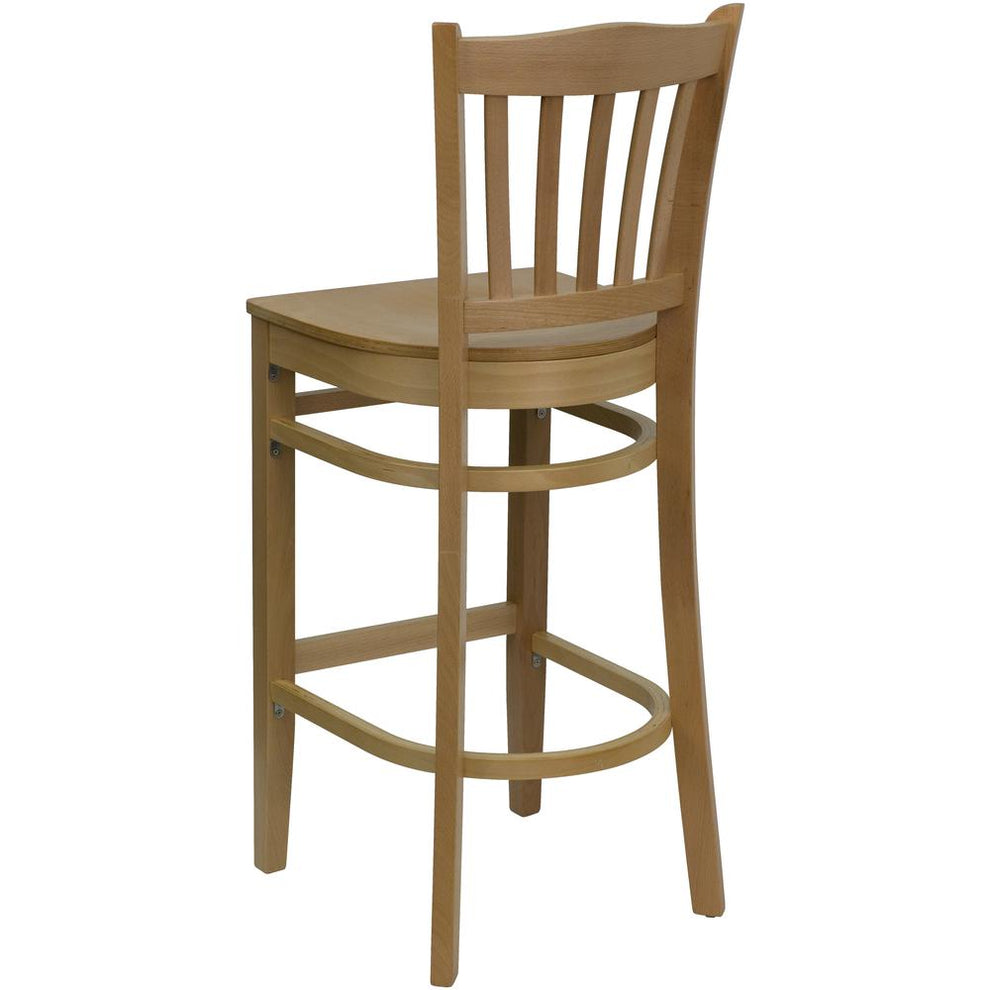 Hercules Series Vertical Slat Back Natural Wood Restaurant Barstool By Flash Furniture | Bar Stools | Modishstore - 3