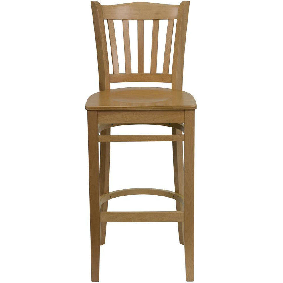 Hercules Series Vertical Slat Back Natural Wood Restaurant Barstool By Flash Furniture | Bar Stools | Modishstore - 4
