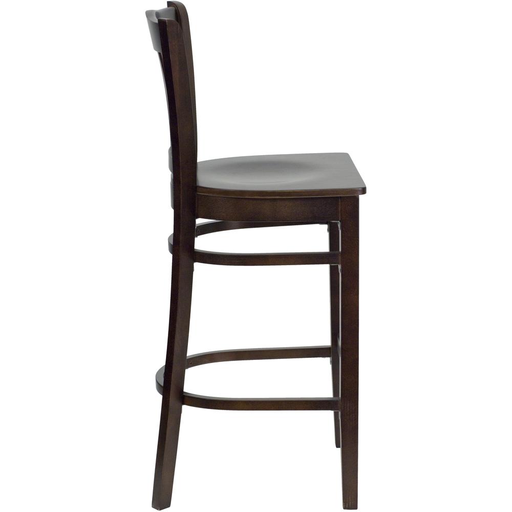 Hercules Series Vertical Slat Back Walnut Wood Restaurant Barstool By Flash Furniture | Bar Stools | Modishstore - 2