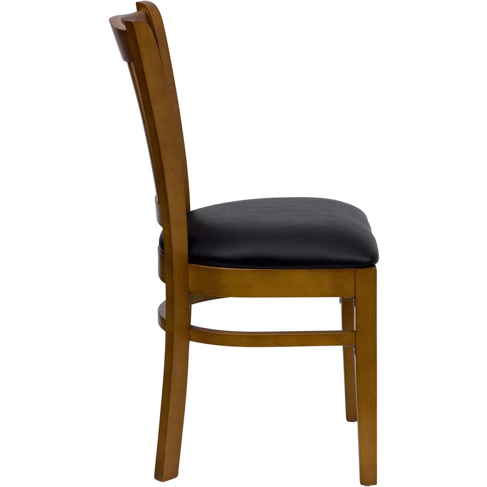 Hercules Series Vertical Slat Back Cherry Wood Restaurant Chair - Black Vinyl Seat By Flash Furniture | Dining Chairs | Modishstore - 2