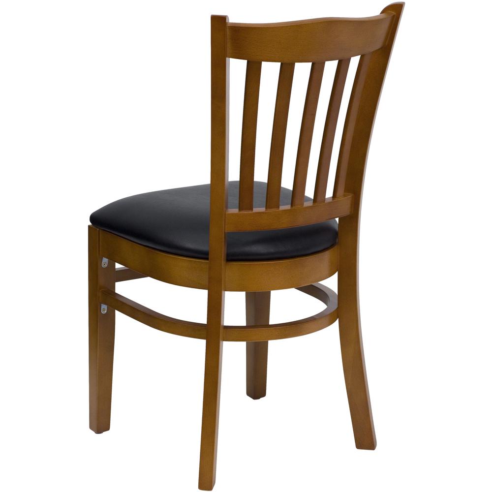 Hercules Series Vertical Slat Back Cherry Wood Restaurant Chair - Black Vinyl Seat By Flash Furniture | Dining Chairs | Modishstore - 3