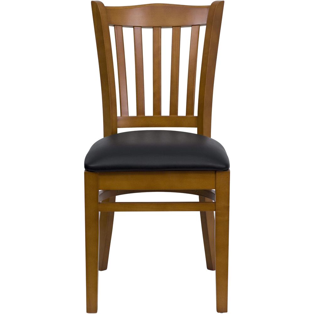 Hercules Series Vertical Slat Back Cherry Wood Restaurant Chair - Black Vinyl Seat By Flash Furniture | Dining Chairs | Modishstore - 4