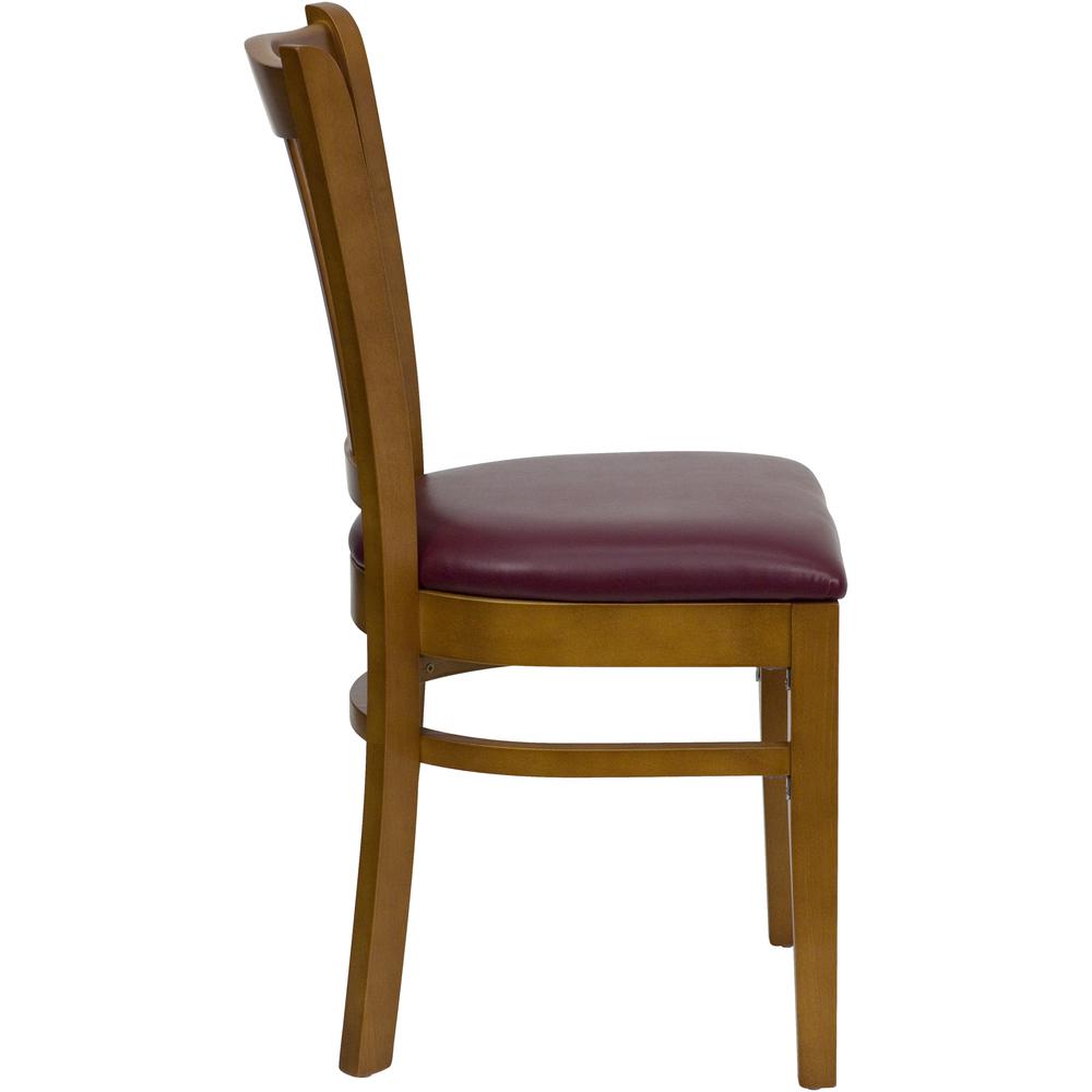 Hercules Series Vertical Slat Back Cherry Wood Restaurant Chair - Burgundy Vinyl Seat By Flash Furniture | Dining Chairs | Modishstore - 2