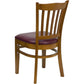 Hercules Series Vertical Slat Back Cherry Wood Restaurant Chair - Burgundy Vinyl Seat By Flash Furniture | Dining Chairs | Modishstore - 3