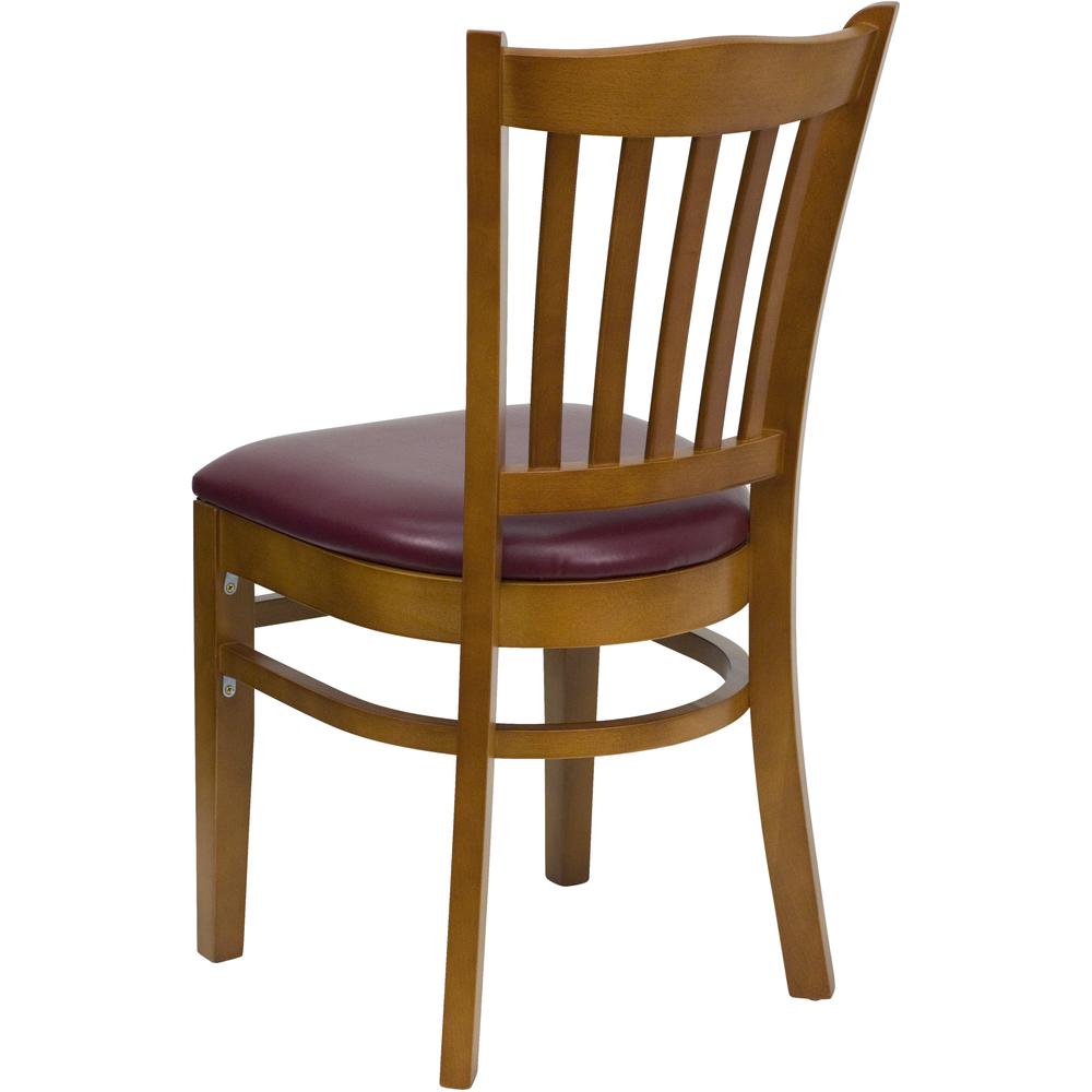 Hercules Series Vertical Slat Back Cherry Wood Restaurant Chair - Burgundy Vinyl Seat By Flash Furniture | Dining Chairs | Modishstore - 3