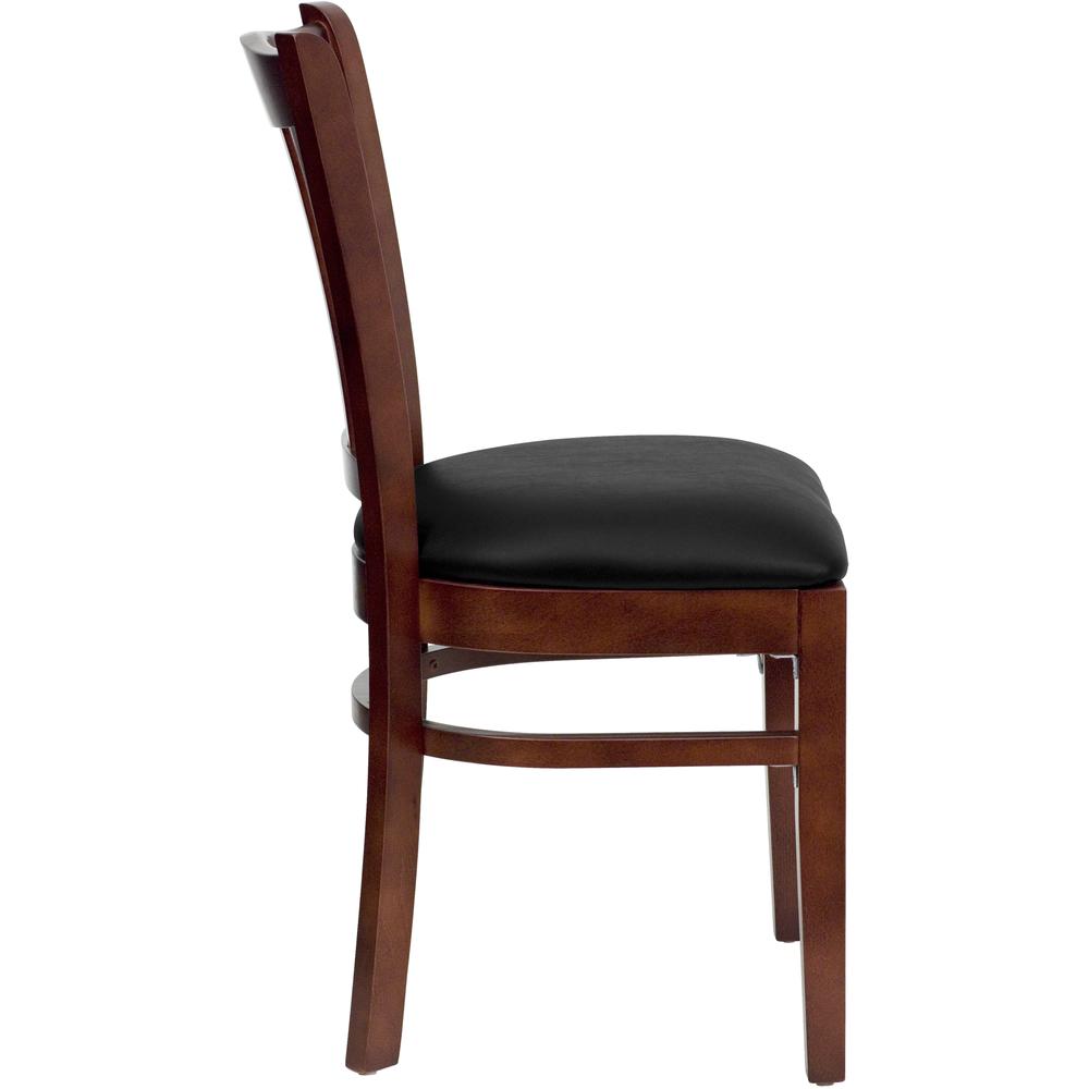 Hercules Series Vertical Slat Back Mahogany Wood Restaurant Chair - Black Vinyl Seat By Flash Furniture | Dining Chairs | Modishstore - 2