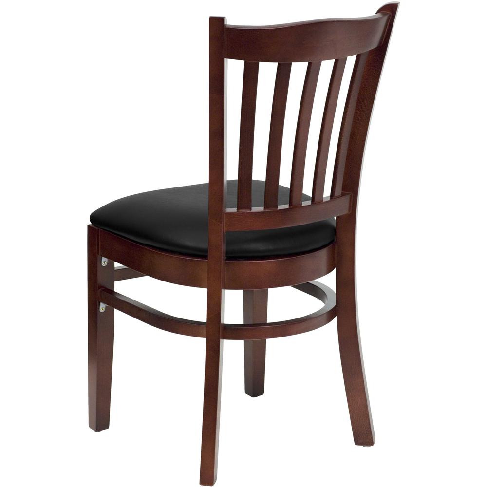 Hercules Series Vertical Slat Back Mahogany Wood Restaurant Chair - Black Vinyl Seat By Flash Furniture | Dining Chairs | Modishstore - 3