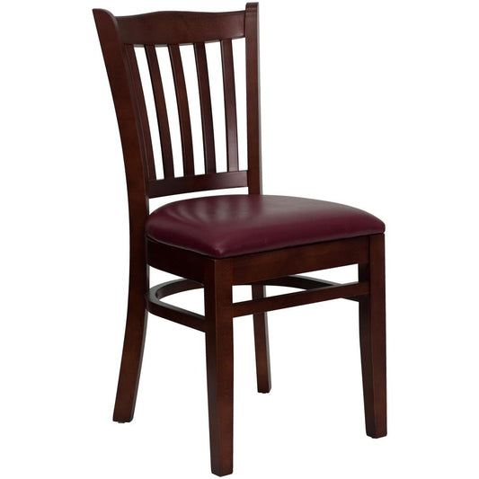 Hercules Series Vertical Slat Back Mahogany Wood Restaurant Chair - Burgundy Vinyl Seat By Flash Furniture | Dining Chairs | Modishstore - 1