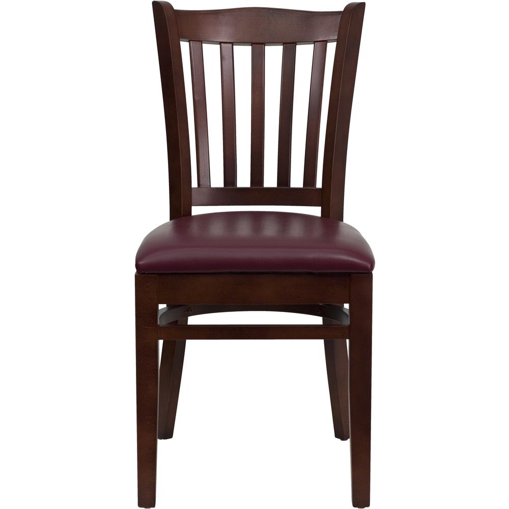 Hercules Series Vertical Slat Back Mahogany Wood Restaurant Chair - Burgundy Vinyl Seat By Flash Furniture | Dining Chairs | Modishstore - 4