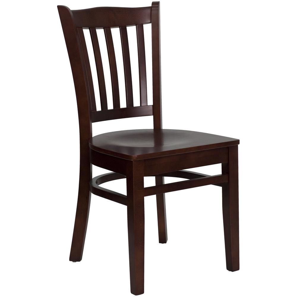 Hercules Series Vertical Slat Back Mahogany Wood Restaurant Chair By Flash Furniture | Dining Chairs | Modishstore - 1