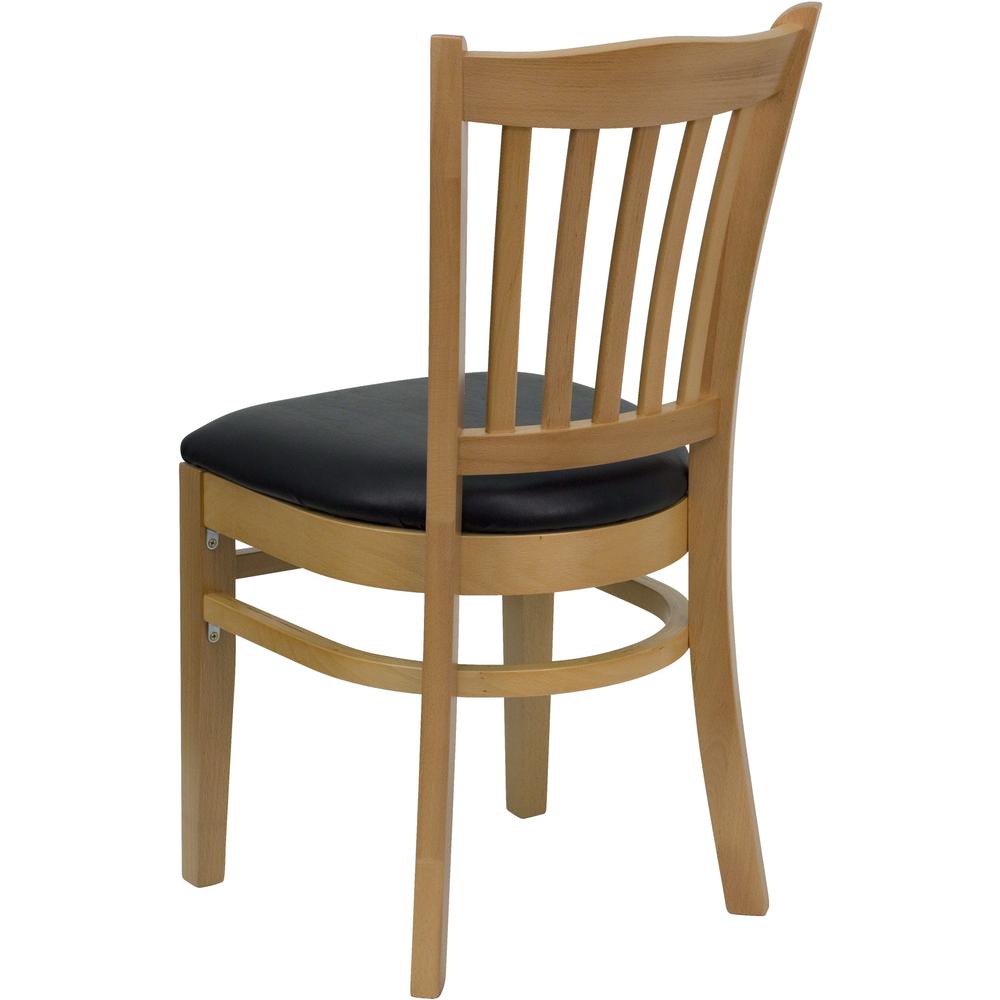 Hercules Series Vertical Slat Back Natural Wood Restaurant Chair - Black Vinyl Seat By Flash Furniture | Dining Chairs | Modishstore - 3