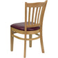Hercules Series Vertical Slat Back Natural Wood Restaurant Chair - Burgundy Vinyl Seat By Flash Furniture | Dining Chairs | Modishstore - 3