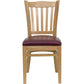 Hercules Series Vertical Slat Back Natural Wood Restaurant Chair - Burgundy Vinyl Seat By Flash Furniture | Dining Chairs | Modishstore - 4