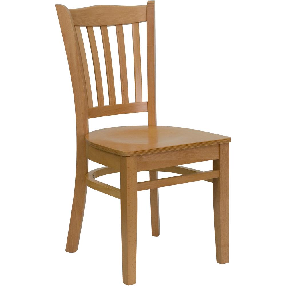 Hercules Series Vertical Slat Back Natural Wood Restaurant Chair By Flash Furniture | Dining Chairs | Modishstore - 1