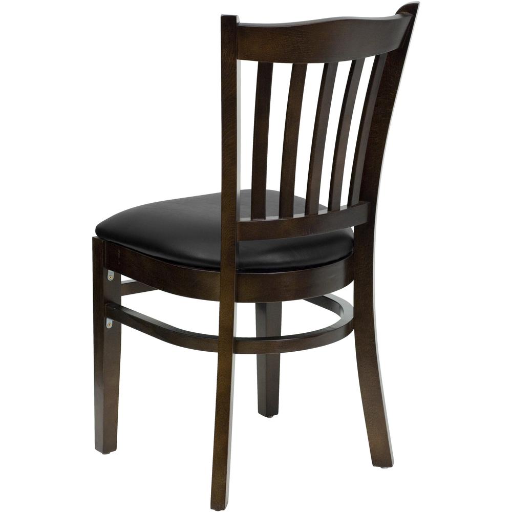 Hercules Series Vertical Slat Back Walnut Wood Restaurant Chair - Black Vinyl Seat By Flash Furniture | Dining Chairs | Modishstore - 3