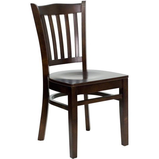 Hercules Series Vertical Slat Back Walnut Wood Restaurant Chair By Flash Furniture | Dining Chairs | Modishstore - 1