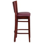 Lacey Series Solid Back Mahogany Wood Restaurant Barstool - Burgundy Vinyl Seat By Flash Furniture | Bar Stools | Modishstore - 2