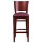 Lacey Series Solid Back Mahogany Wood Restaurant Barstool - Burgundy Vinyl Seat By Flash Furniture | Bar Stools | Modishstore - 4