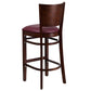 Lacey Series Solid Back Walnut Wood Restaurant Barstool - Burgundy Vinyl Seat By Flash Furniture | Bar Stools | Modishstore - 3