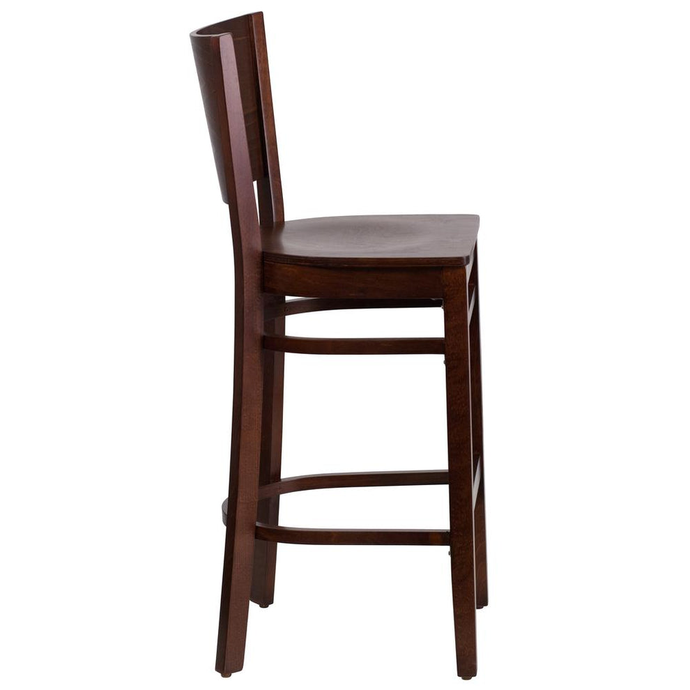 Lacey Series Solid Back Walnut Wood Restaurant Barstool By Flash Furniture | Bar Stools | Modishstore - 2