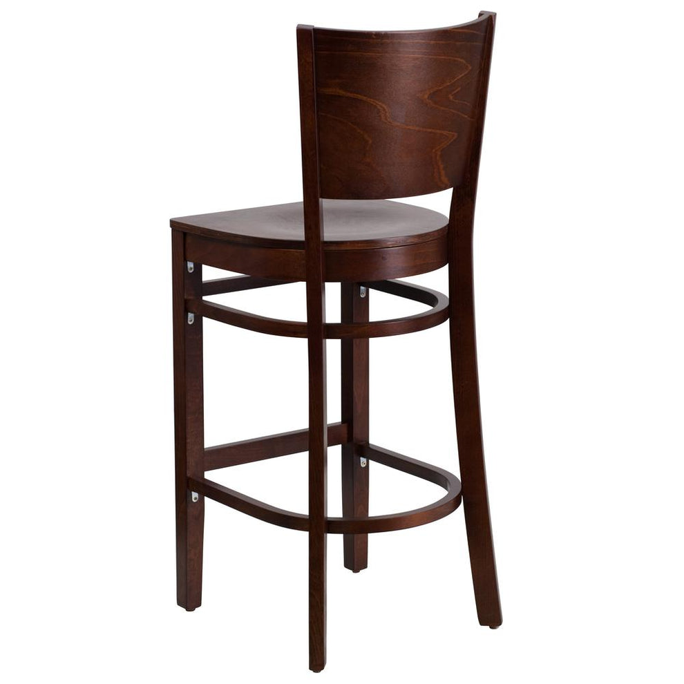 Lacey Series Solid Back Walnut Wood Restaurant Barstool By Flash Furniture | Bar Stools | Modishstore - 3