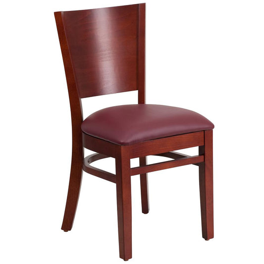Lacey Series Solid Back Mahogany Wood Restaurant Chair - Burgundy Vinyl Seat By Flash Furniture | Dining Chairs | Modishstore