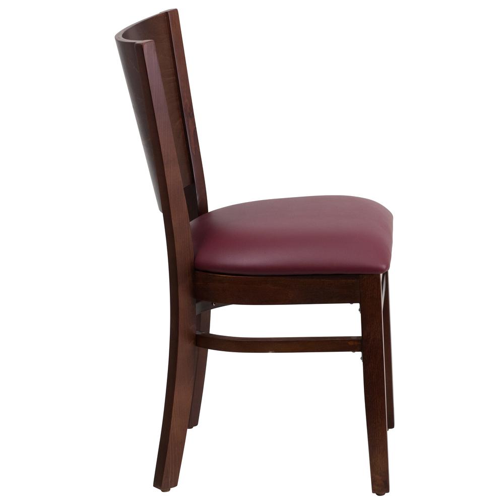 Lacey Series Solid Back Walnut Wood Restaurant Chair - Burgundy Vinyl Seat By Flash Furniture | Dining Chairs | Modishstore - 2