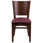 Lacey Series Solid Back Walnut Wood Restaurant Chair - Burgundy Vinyl Seat By Flash Furniture | Dining Chairs | Modishstore - 4