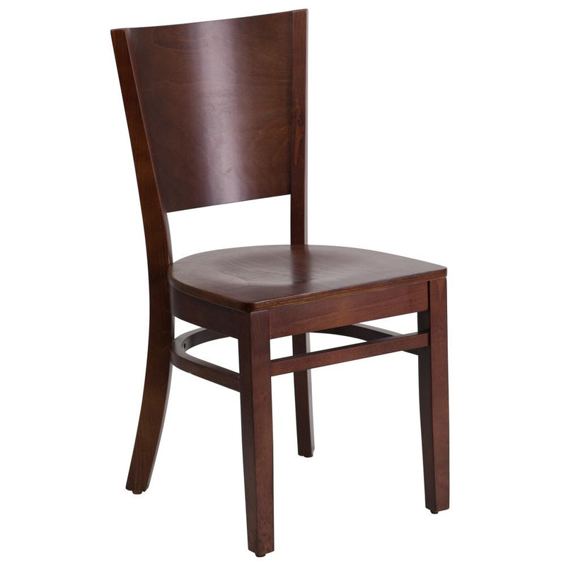 Lacey Series Solid Back Walnut Wood Restaurant Chair By Flash Furniture | Dining Chairs | Modishstore