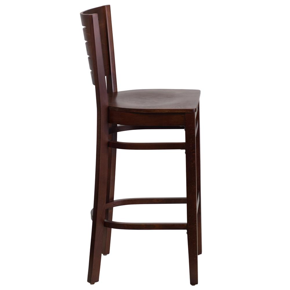 Darby Series Slat Back Walnut Wood Restaurant Barstool By Flash Furniture | Bar Stools | Modishstore - 2