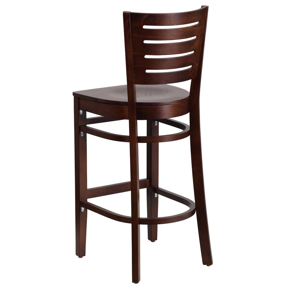 Darby Series Slat Back Walnut Wood Restaurant Barstool By Flash Furniture | Bar Stools | Modishstore - 3