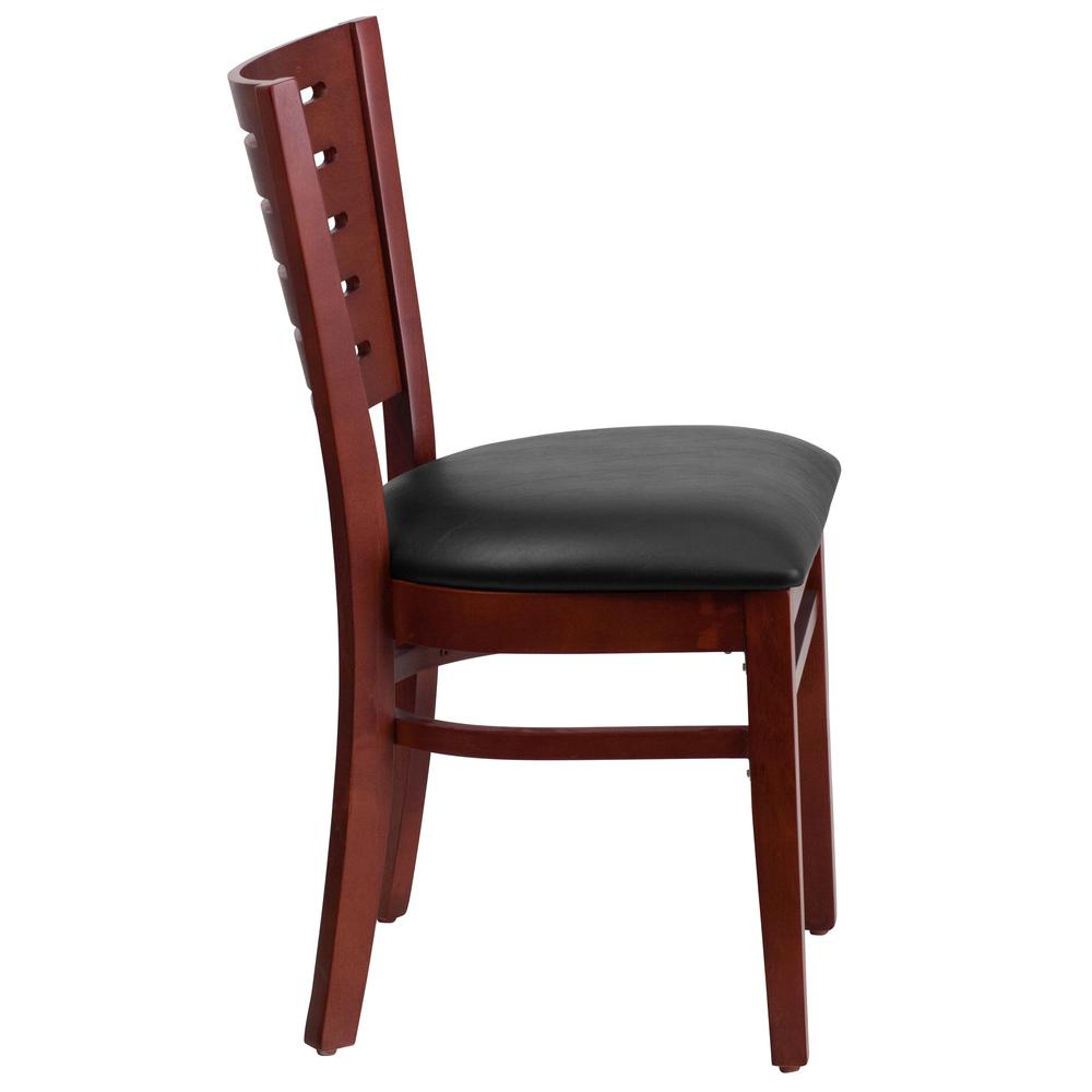 Darby Series Slat Back Mahogany Wood Restaurant Chair - Black Vinyl Seat By Flash Furniture | Dining Chairs | Modishstore - 2