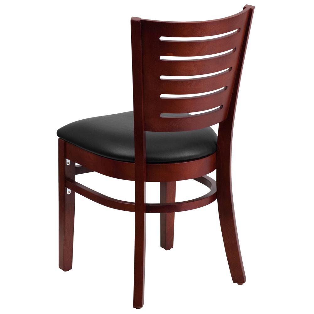 Darby Series Slat Back Mahogany Wood Restaurant Chair - Black Vinyl Seat By Flash Furniture | Dining Chairs | Modishstore - 3