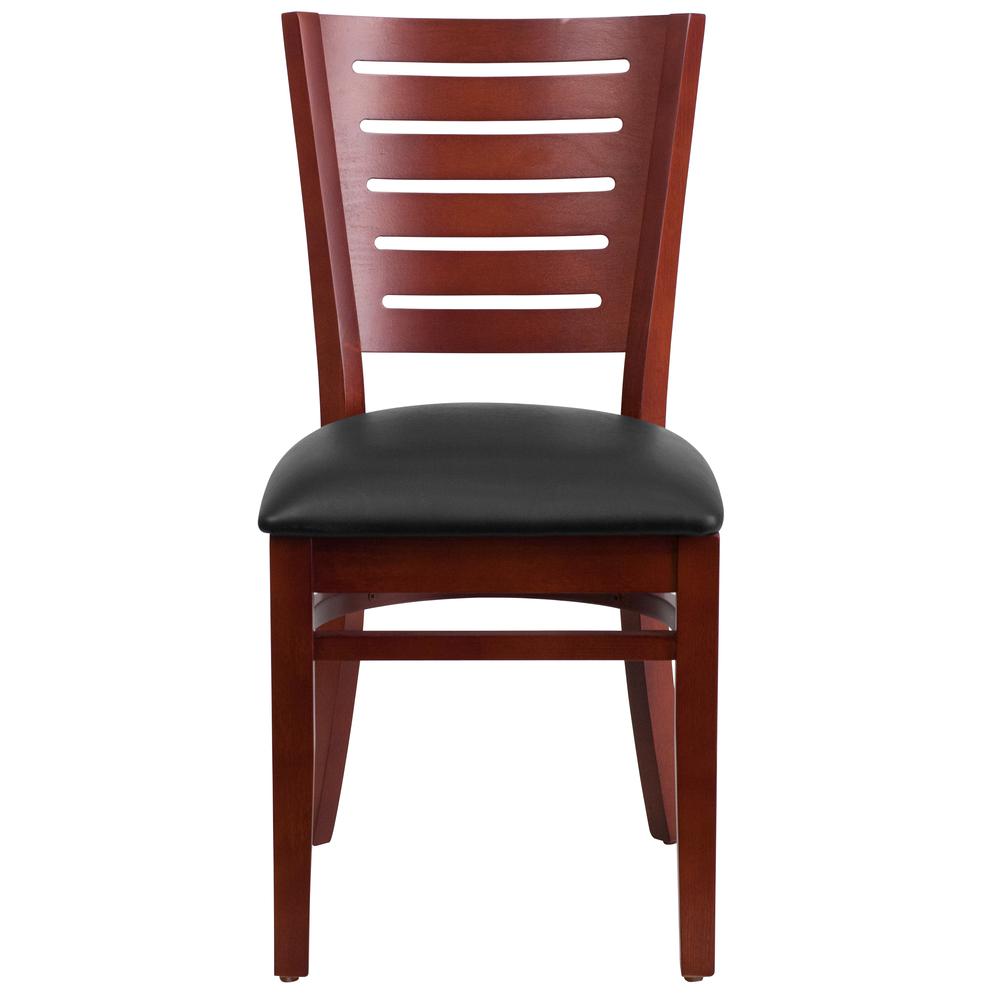 Darby Series Slat Back Mahogany Wood Restaurant Chair - Black Vinyl Seat By Flash Furniture | Dining Chairs | Modishstore - 4