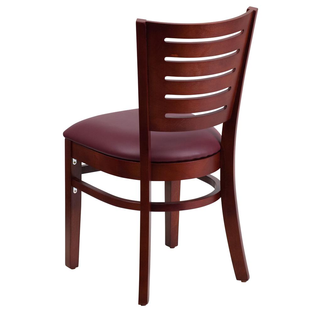 Darby Series Slat Back Mahogany Wood Restaurant Chair - Burgundy Vinyl Seat By Flash Furniture | Dining Chairs | Modishstore - 3