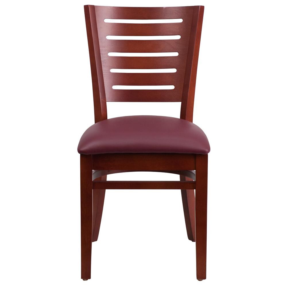 Darby Series Slat Back Mahogany Wood Restaurant Chair - Burgundy Vinyl Seat By Flash Furniture | Dining Chairs | Modishstore - 4