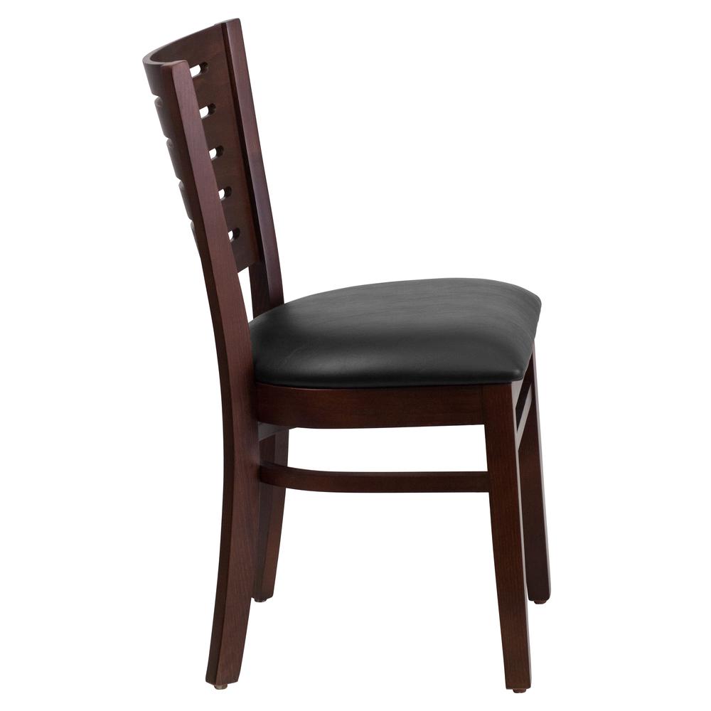 Darby Series Slat Back Walnut Wood Restaurant Chair - Black Vinyl Seat By Flash Furniture | Dining Chairs | Modishstore - 2