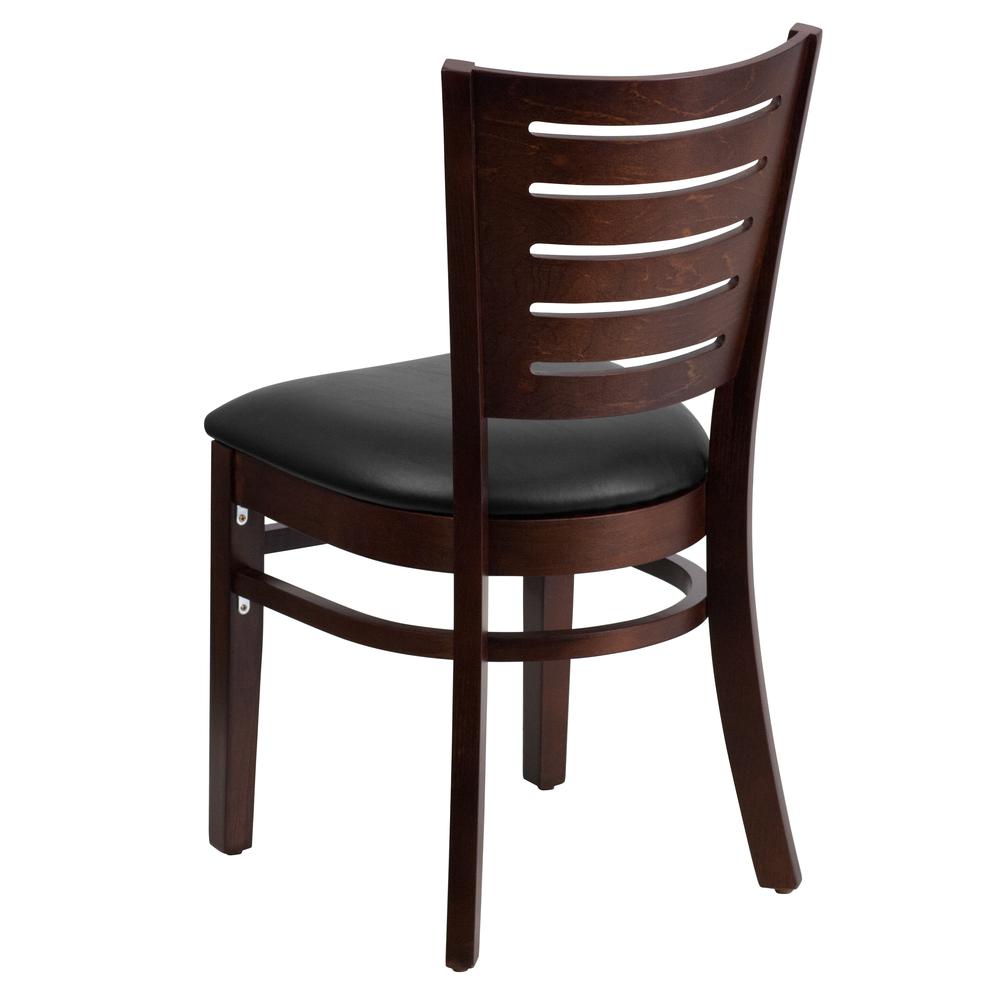 Darby Series Slat Back Walnut Wood Restaurant Chair - Black Vinyl Seat By Flash Furniture | Dining Chairs | Modishstore - 3